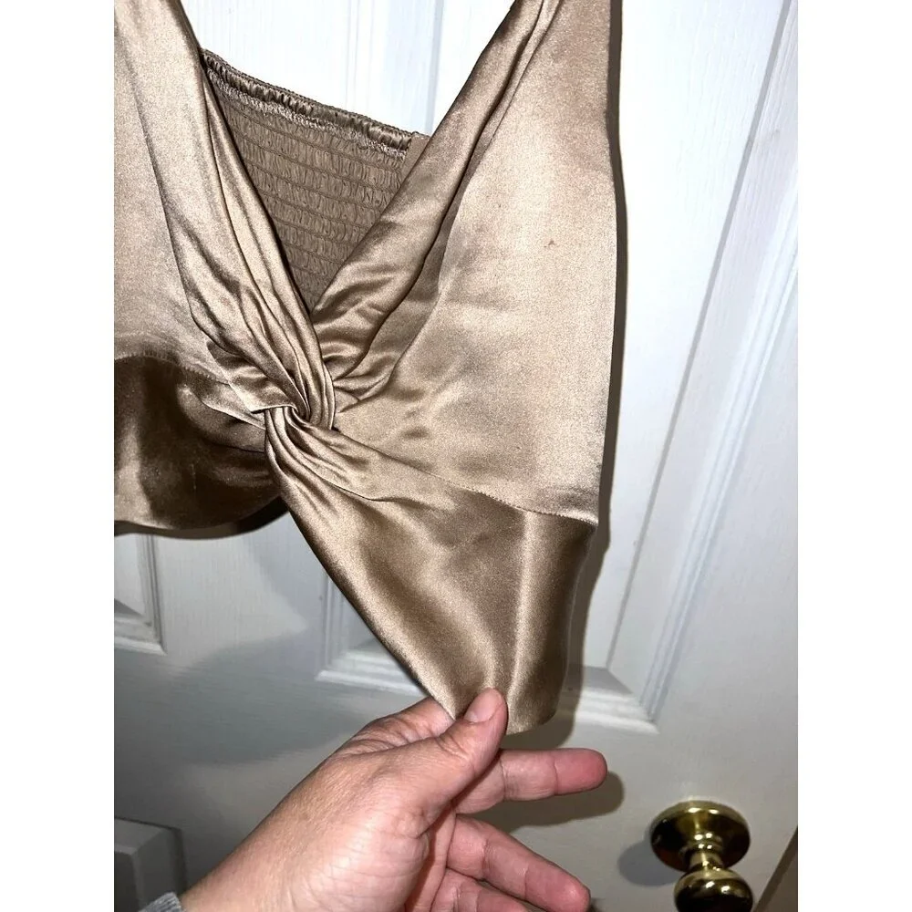 CAMI N.Y.C. 100% Silk Sleeveless Bustier Cropped Tank Top Sz M - Picture 3 of 10